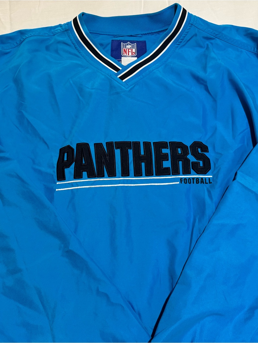 Vintage Reebok NFL Carolina Panthers Blue Pullover Windbreaker Jacket Large